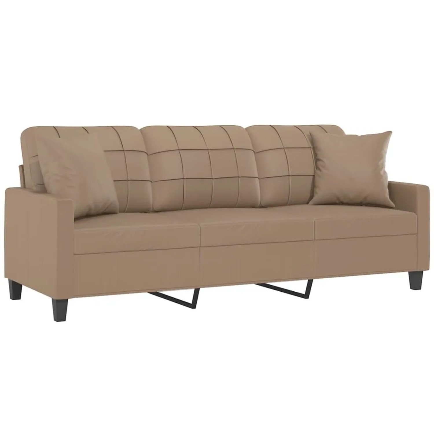 vidaXL 3-Sitzer-Sofa mit Zierkissen Cappuccino-Braun 180 cm Kunstleder 3200812