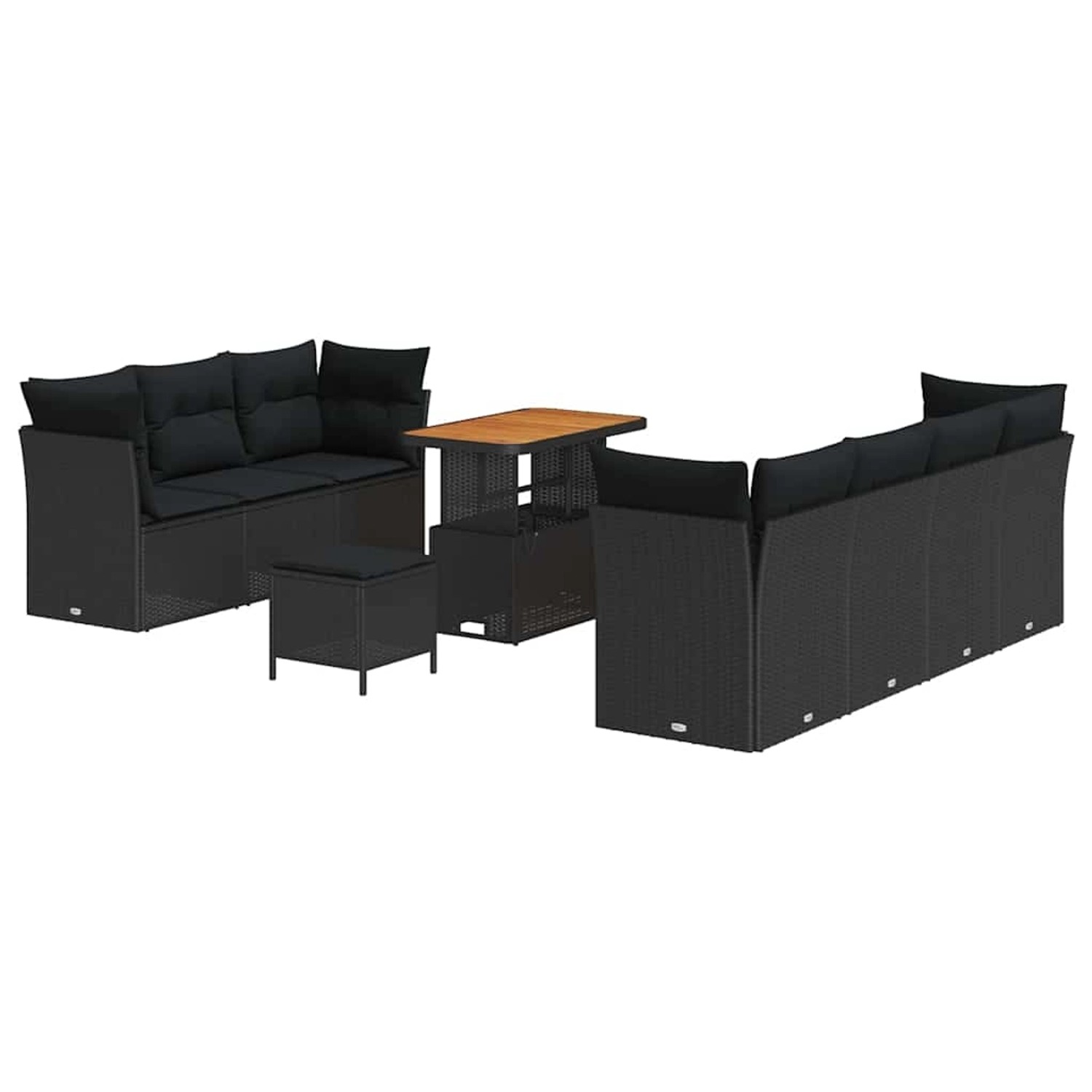 vidaXL 10-Teiliges Garten Sofa Set mit Kissen Schwarz Poly Rattan Akazie 33 günstig online kaufen
