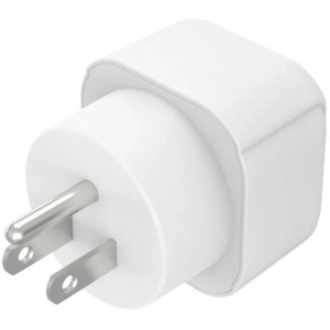 Weißer Hama Reiseadapter Typ B für USA, Kanada, Japan. 3-polig für Steckdosenleisten.