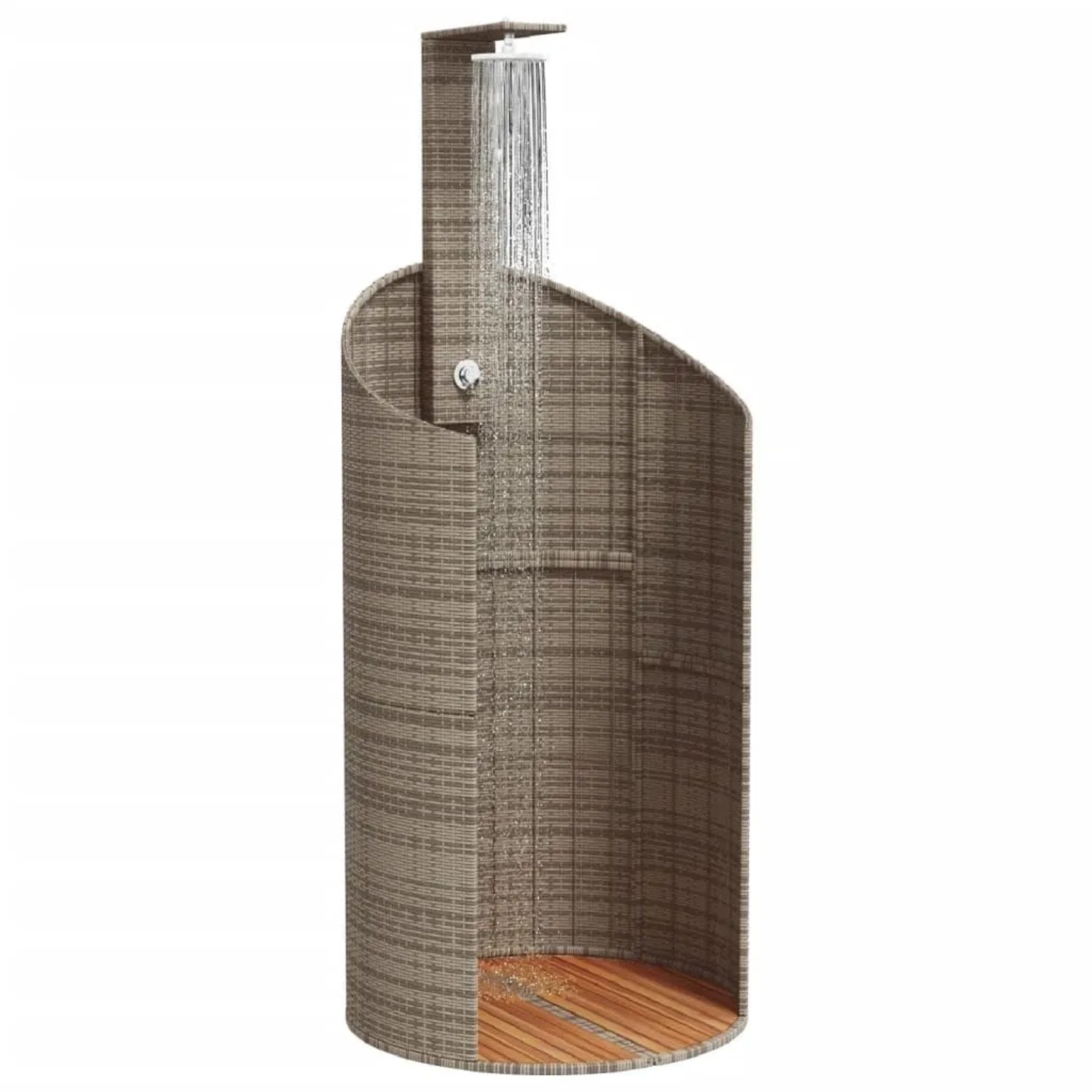 vidaXL Gartendusche Grau 100x100x241,5 cm Poly Rattan Akazienholz 368213_4