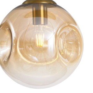 Art Deco Hängelampe Douglass, Messing/Bernsteinglas, 6-flammig. Elegante Pendelleuchte für Wohn- und Esszimmer.