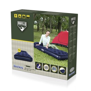 Verpackung eines Single-Luftbetts 185x76x28 cm von Bestway, ideal für Camping und Reisen.