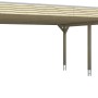 Weißer Skan Holz Carport Spessart mit flachem Dach und sechs Pfosten.