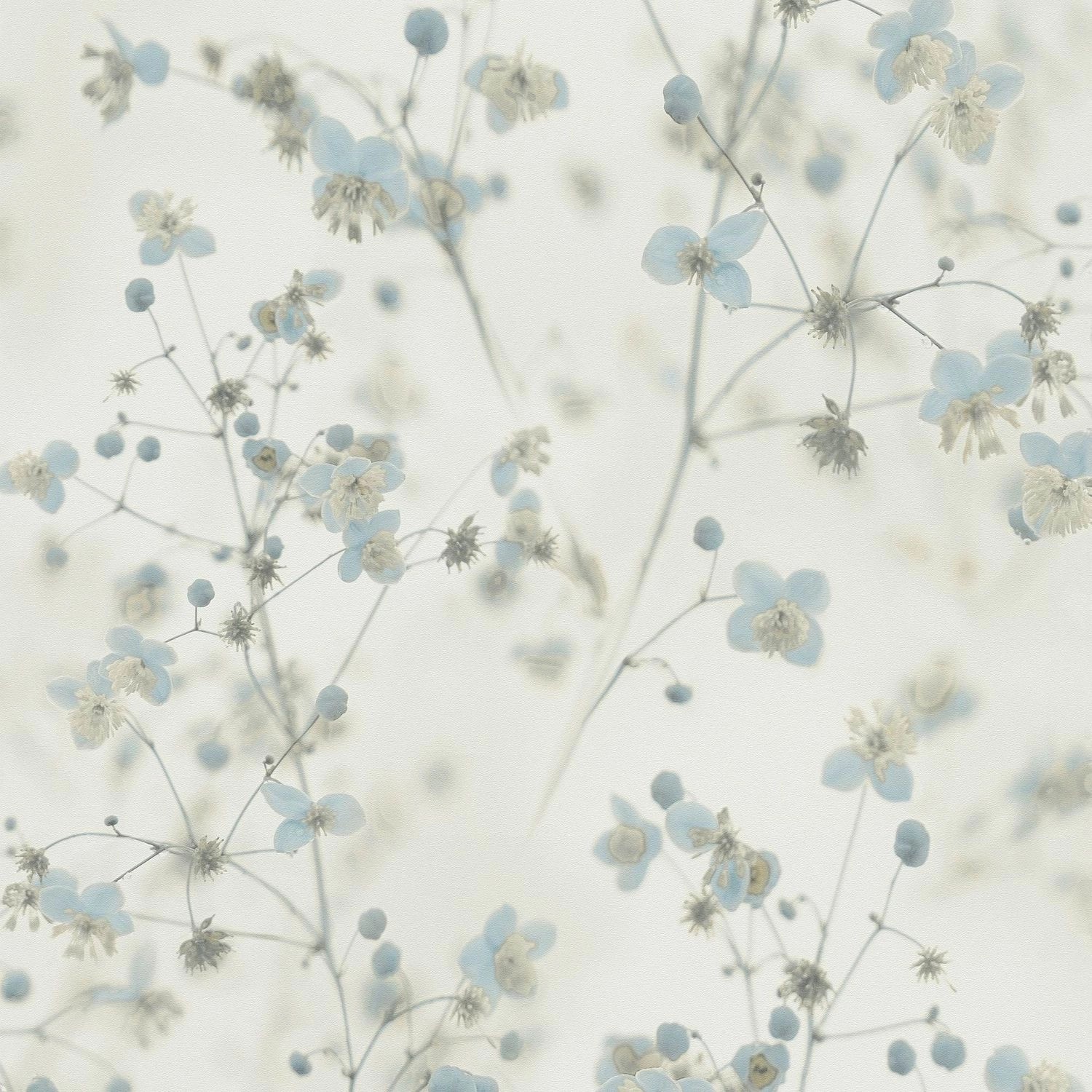 PROFHOME 387262-GU Blumen Tapete Floral Matt Blau hell-Grau Creme-Weiß 0,53 günstig online kaufen