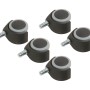 5er-Set Parkett-Doppelrollen Ø 50mm, 40kg Traglast, mit Stift für empfindliche Böden.