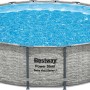Bestway Stahlrahmenpool Set Power Steel Swim Vista, Ø 549 cm, grau, mit Fenster.