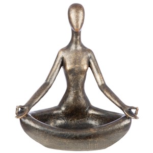 Gilde Skulptur Relaxing, bronzefarbene Yoga-Figur aus Kunstharz. Dekorative Büste für Garten, Terrasse oder Wohnbereich.