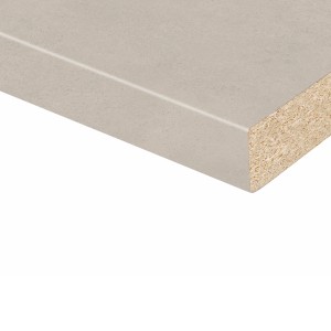 Kaindl Arbeitsplatte Beton Sand, 180x62x2,8 cm, Detailansicht der Oberfläche und Kante.