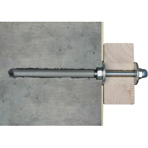 Skan Holz Wandbefestigungsset mit Gewindestange, Mutter und Unterlegscheibe zur Montage einer Terrassenüberdachung.