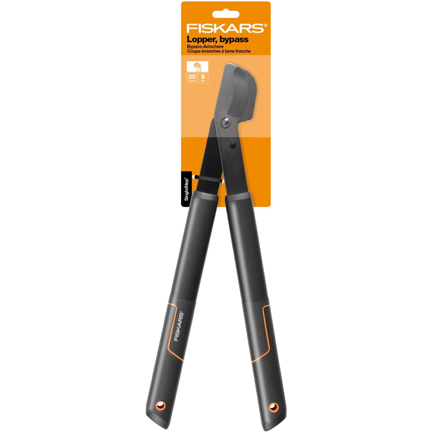 Fiskars Bypass-Astschere SingleStep L28, Gartenschere für Äste bis 3,5 cm Durchmesser.