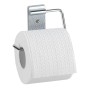 Wenko Toilettenpapierhalter Basic aus Edelstahl mit Toilettenpapierrolle.