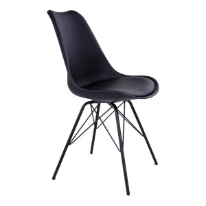Schwarzer ebuy24 Olav Schalenstuhl mit schwarzem Metallgestell. Moderner Stuhl für Esszimmer und Wohnbereich.