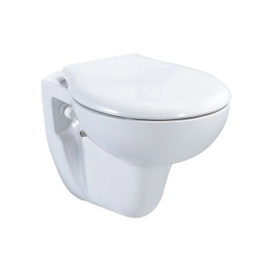 Weißes Belvit Wand-WC Dusch-WC mit Softclose Deckel. Taharet Bidet Funktion.