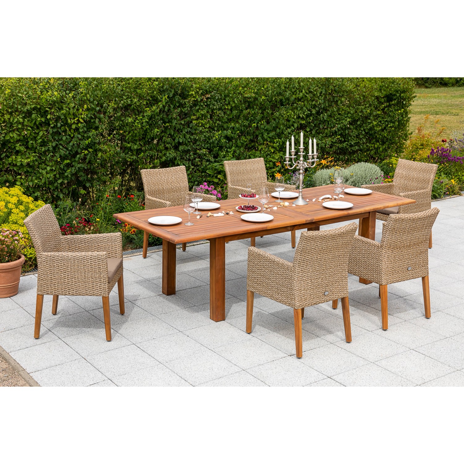 Merxx GartenmöbelSet Ranzano 7teilig Doppelausziehtisch kaufen bei OBI