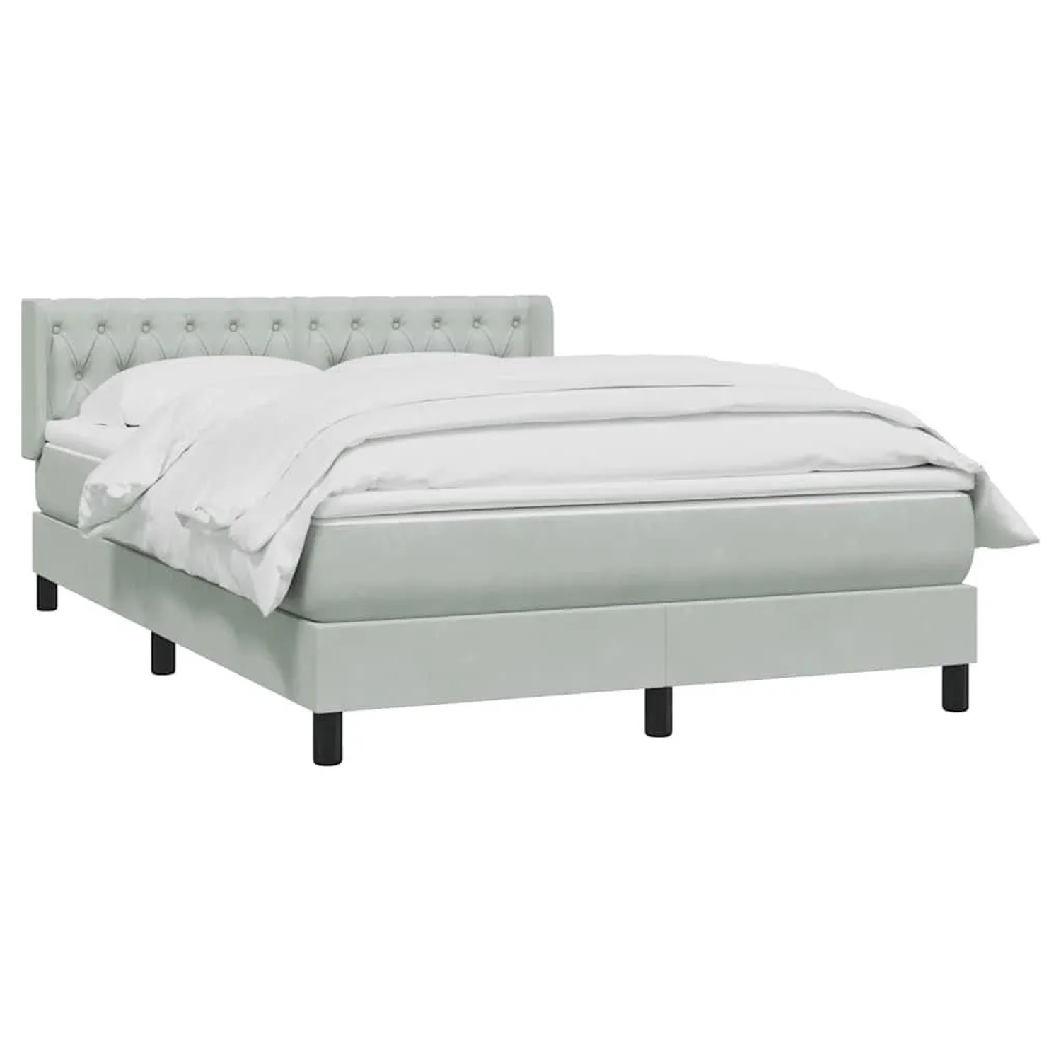 vidaXL Boxspringbett mit Matratze Hellgrau 160x210 cm Samt 3318369