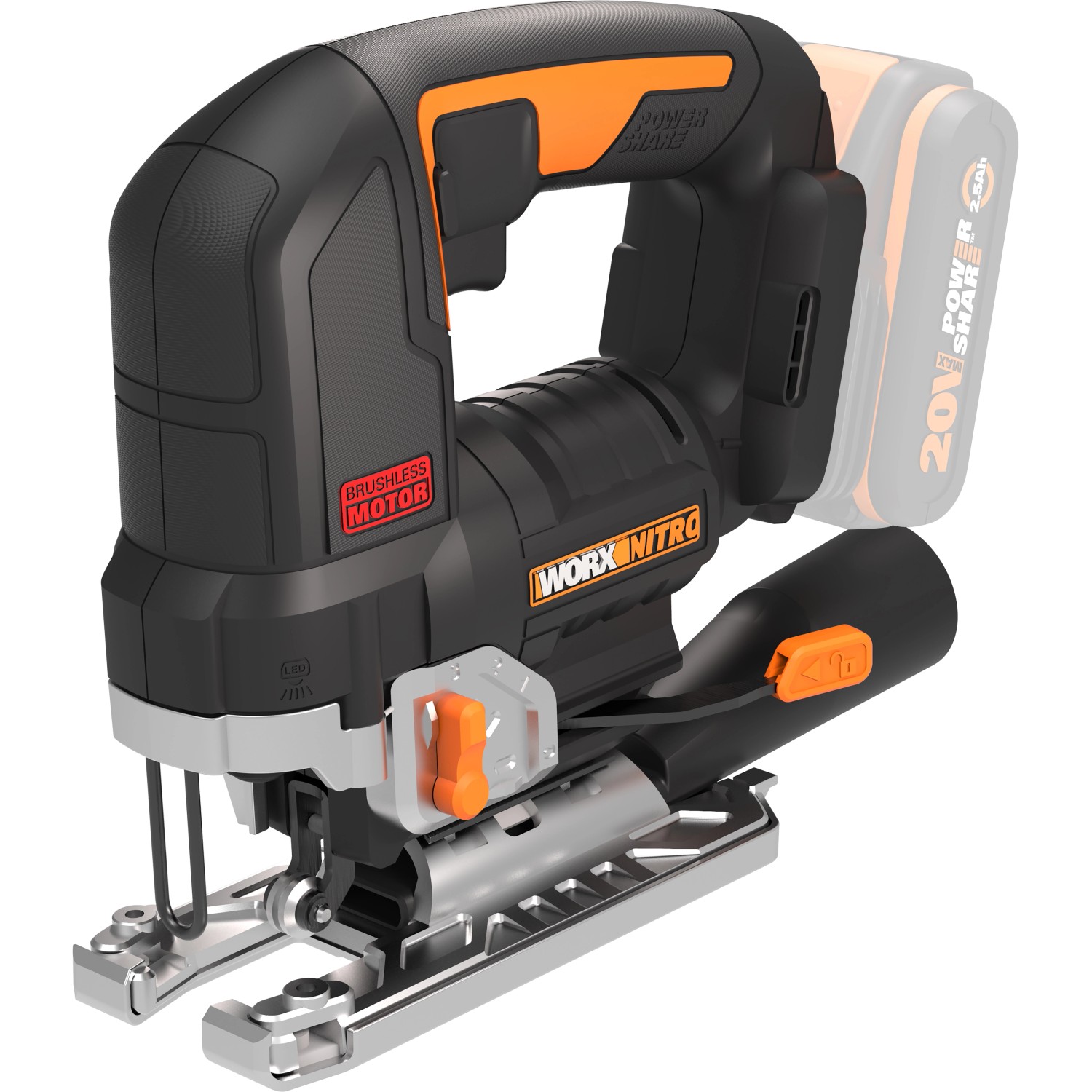 Worx Nitro Akku-Pendelhub-Stichsäge WX542.9 20 V ohne Akku und Ladegerät günstig online kaufen