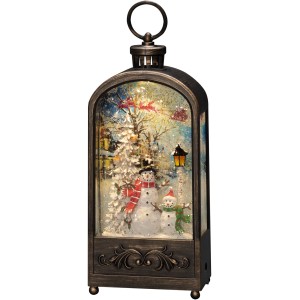 Konstsmide LED Wasserlaterne mit Schneemann und Vögeln, batteriebetrieben, für weihnachtliche Innenräume.