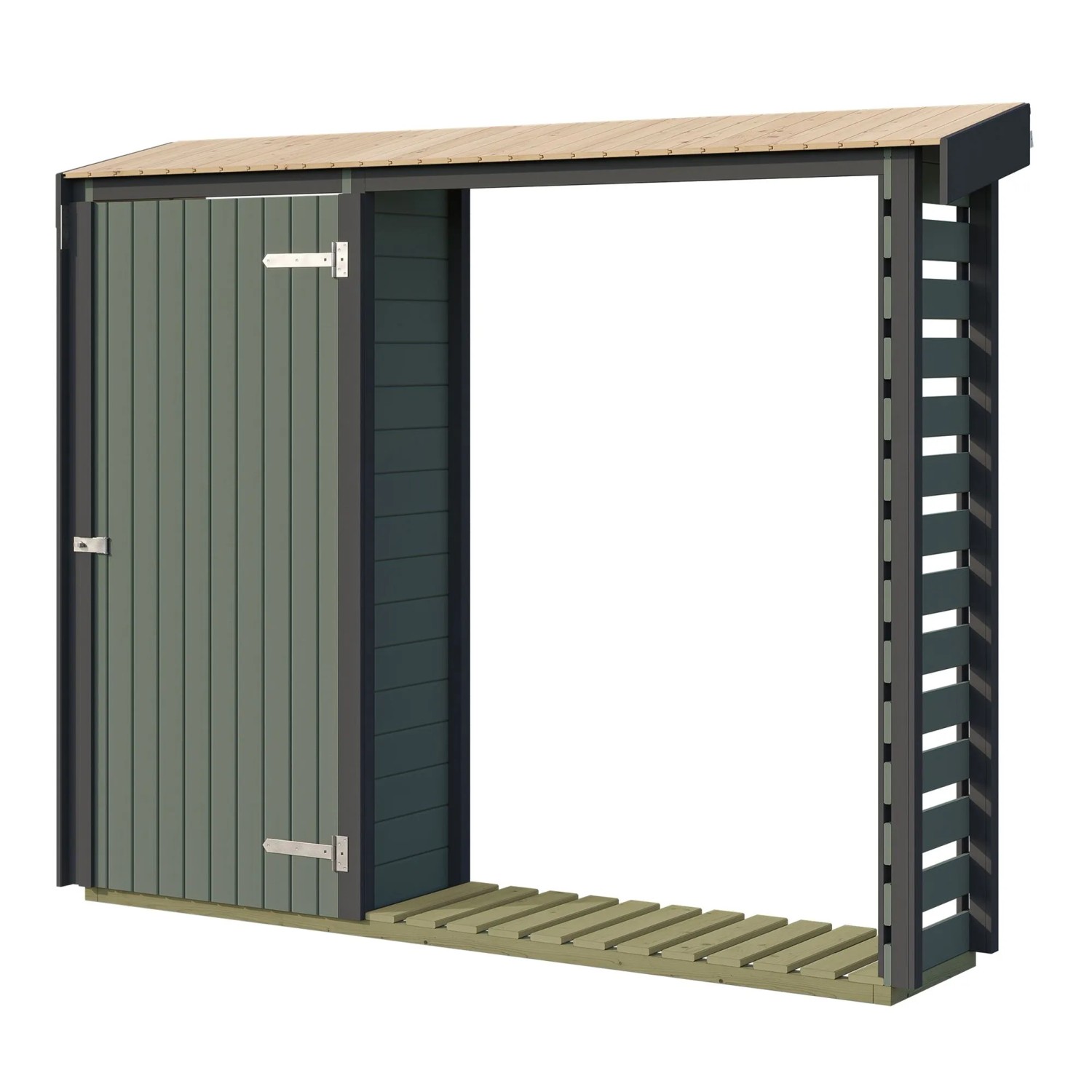 Weka Brennholzregal Killarney 300 cm Grau-Grün