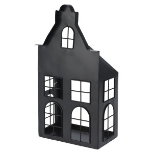Schwarzes Weihnachts-Laternenhaus aus Eisen, 21x14x41cm, Deko für Innen & Außen.