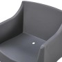 Dunkelgrauer DELUKE Gartenstuhl HENRI aus Kunststoff mit Armlehnen und Ablaufloch im Sitz. Stapelbarer Outdoor-Stuhl.