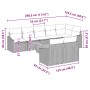 vidaXL Garten-Sofa-Set 9-tlg, schwarz, Poly Rattan, mit Tisch und Kissen, Maße siehe Detailbild.