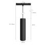 Abbildung der Philips Hue LED-Pendelleuchte Perifo, Erweiterung für Schienensystem, in Schwarz mit Maßangaben.