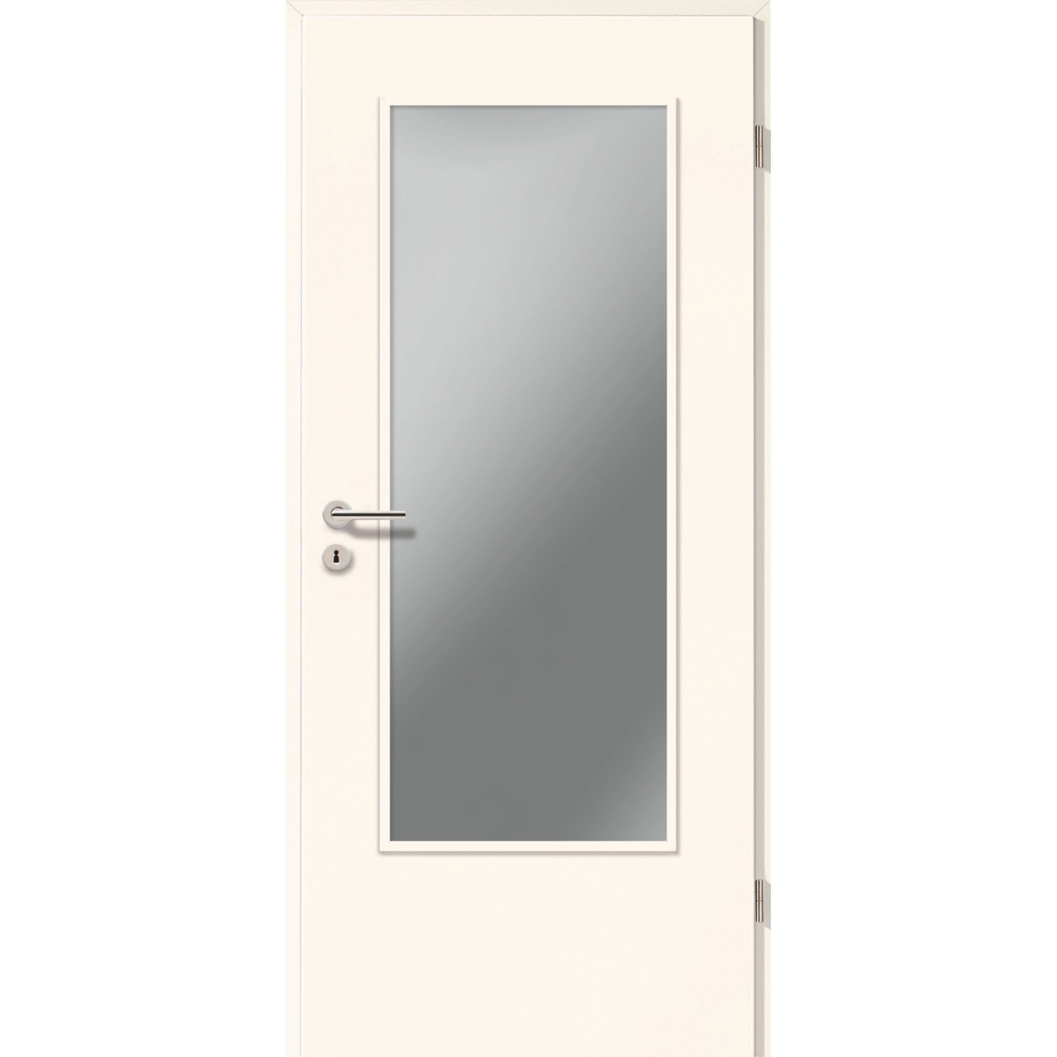GetaDoor Zimmertür GL223 Weiß LA-DIN Glas satiniert 86 cm x 198,5 cm Anschlag R