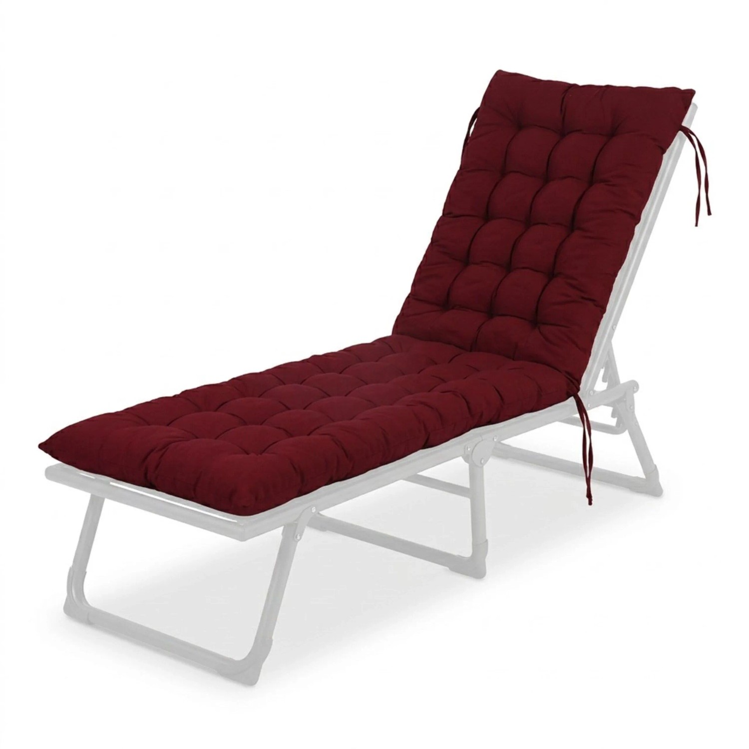 Relaxdays Bankauflage Polyester Rot Gesteppt mit Bindebändern 180 cm x 50 cm