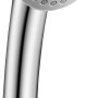 Verchromte Handbrause mit einer Funktion und rundem Brausekopf.