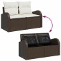 Braunes vidaXL Garten-Sofa-Set aus Polyrattan mit Stauraum, 11-teilig, modulare Bauweise.