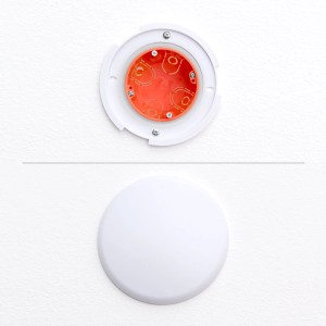 Weiße, extraflache Orion Lightstyle Abdeckung für Lampen-Verteilerbaldachin, Ø 135mm.