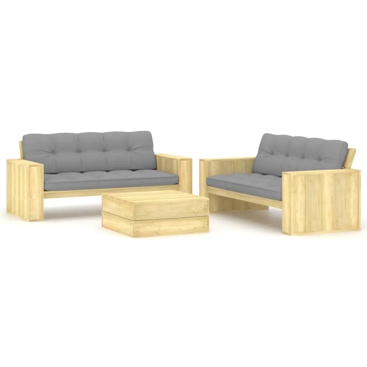 vidaXL 3-Tlg Garten-Lounge-Set mit Kissen Kiefernholz Imprägniert 3065784