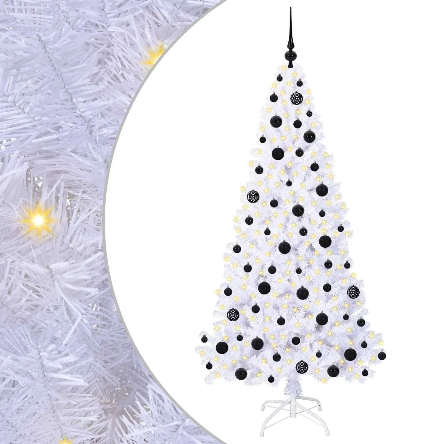 vidaXL Künstlicher Weihnachtsbaum Weiß 180 cm PVC und Stahl 3426768