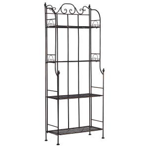 Beliani Badezimmerregal ISERNIA, schwarz-goldenes Metallregal mit 4 Ablagen für Bad oder Garten.