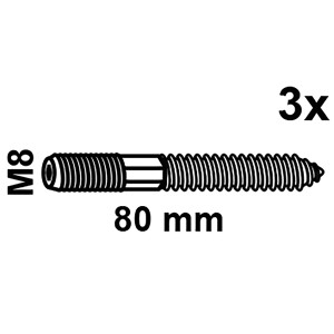 Kirchhoff Stockschraube M8 x 80 mm, verzinkt, 3er-Pack für Rohrschellen.