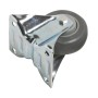 Transport-Bockrolle mit grauem Thermoplast-Gummirad, Ø 80mm, Traglast 140kg.