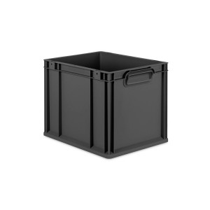PROREGAL Eurobox Nextgen Grip HxBxT 32x30x40cm 30 Liter Griffe Geschlossen Schwarz Eurobehälter Transportbox Transportbehälter