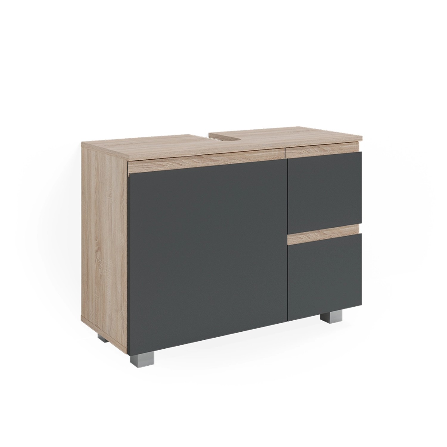 Vicco Waschbeckenunterschrank J-Shape Sonoma/Anthrazit 80 x 61 cm