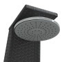 Schwarze vidaXL Gartendusche aus Rattan und Akazienholz, Detailansicht des Duschkopfs.
