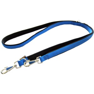 Blaue Heim Hundeleine, 20mm breit, 200cm lang, mit Neoprenfutter und Bolzenhaken.