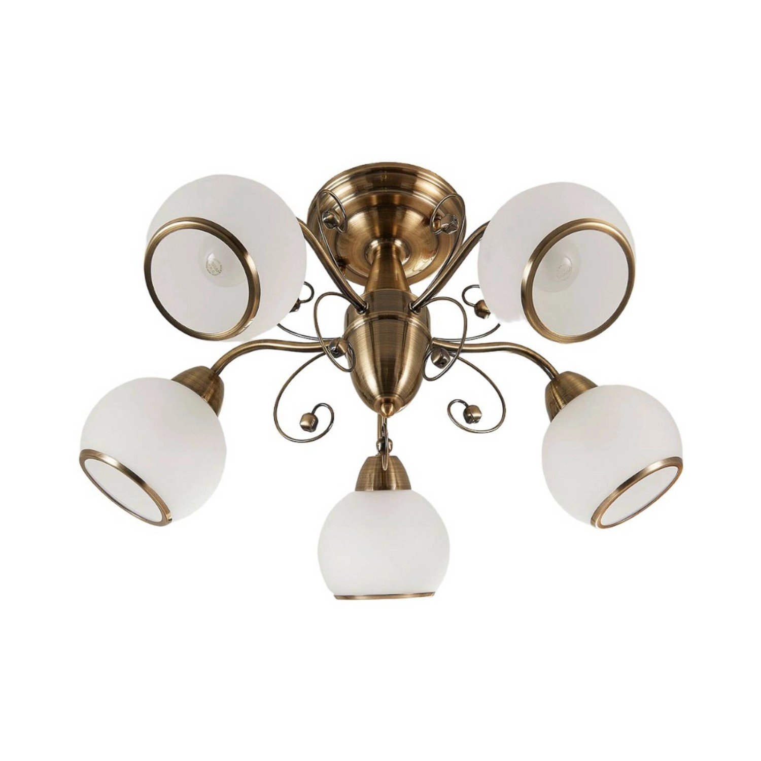 Lindby Deckenlampe Corentin 9620753 Retro Vintage Antik in Bronze aus Glas 5-flammig E14 Wohnzimmerleuchte