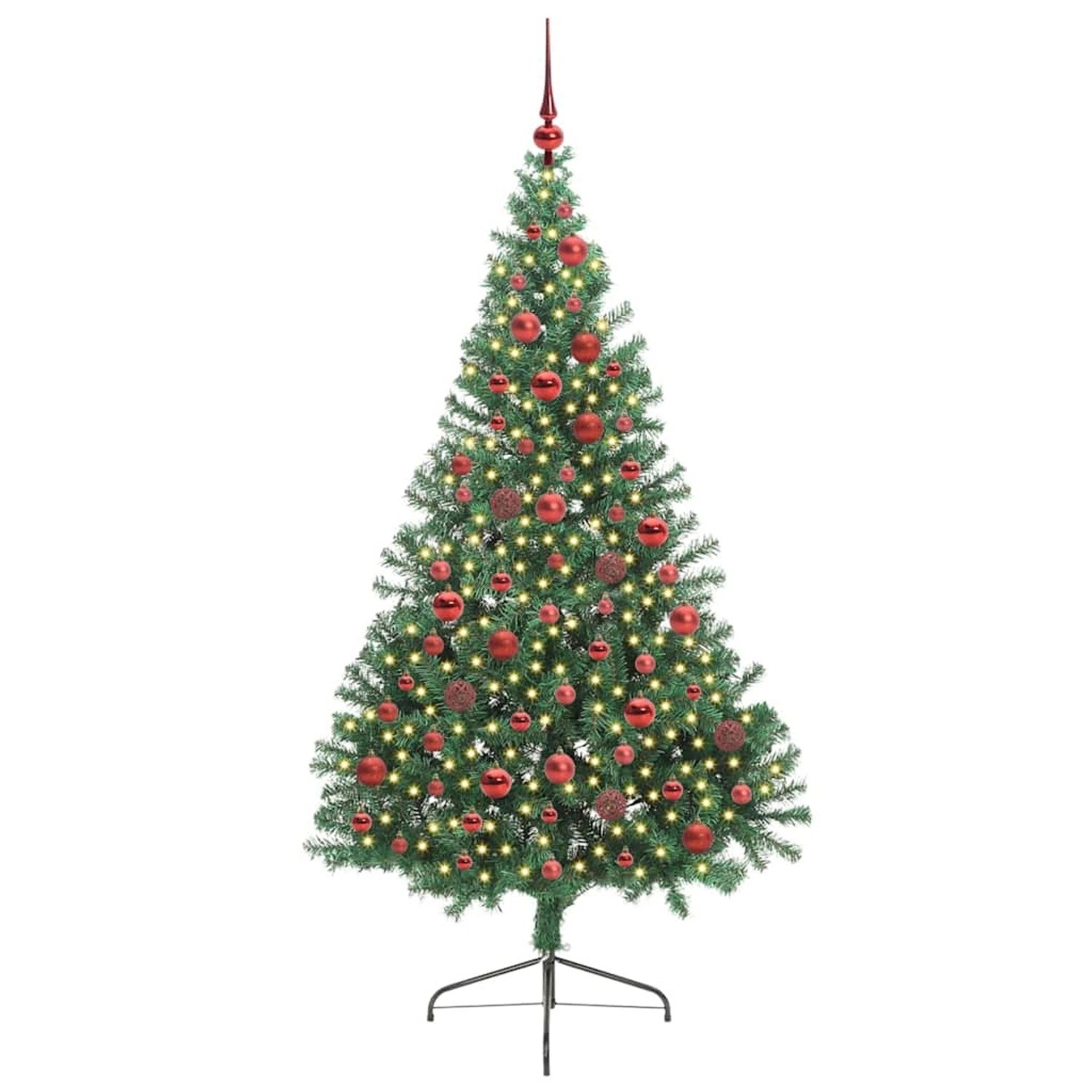 vidaXL Künstlicher Vorbeleuchteter Weihnachtsbaum Grün 180 cm PVC 3397011