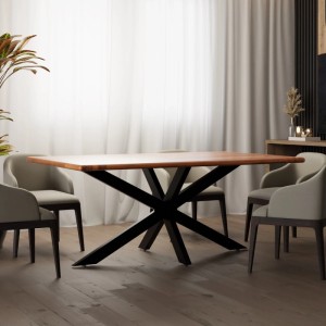 Schwarzes DELUKE Tischgestell THORN aus Metall für Wohnzimmertische, 71x150x78cm.