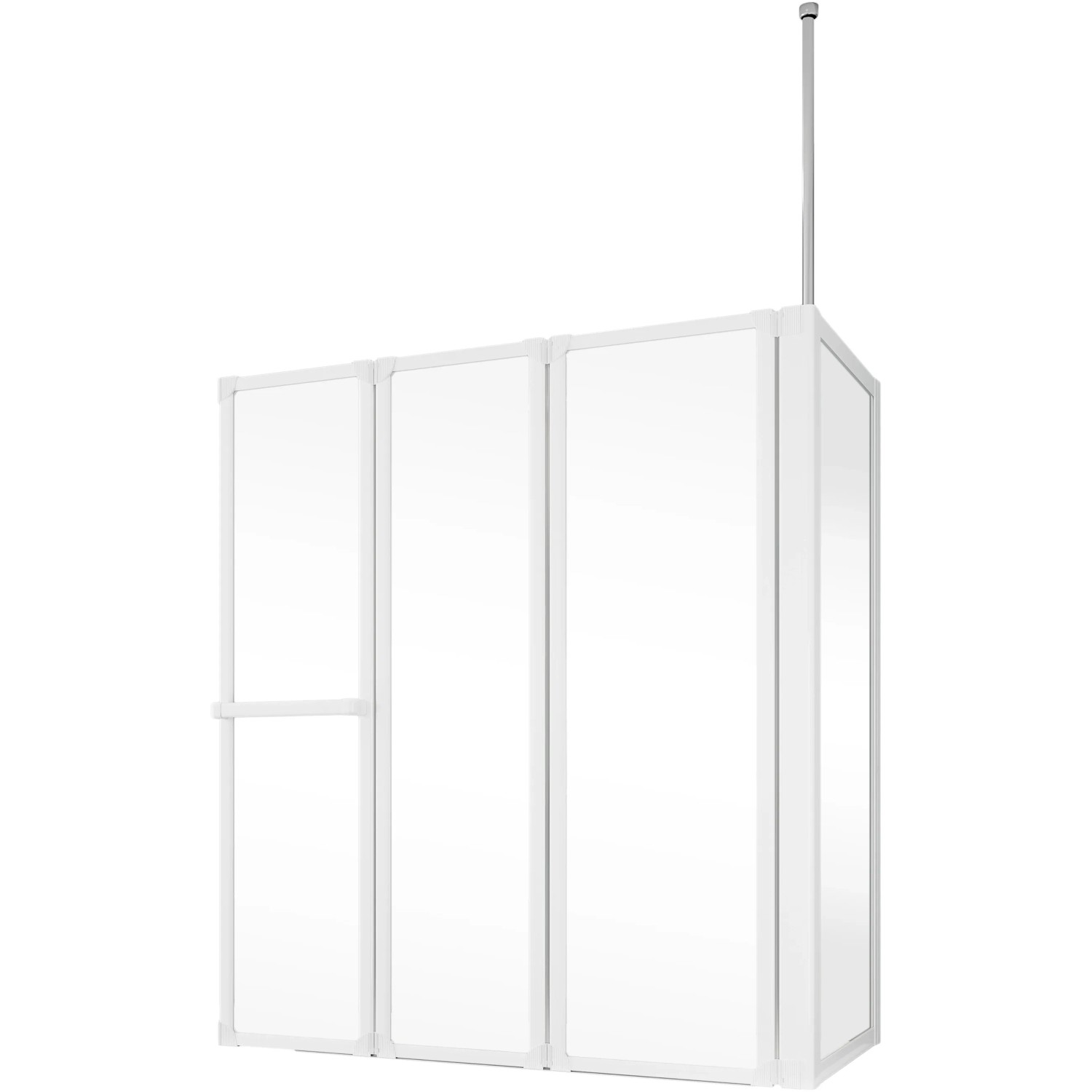 Schulte Badewannenaufsatz Softline hell, 3-teilig mit Seitenwand und Handtuchhalter.