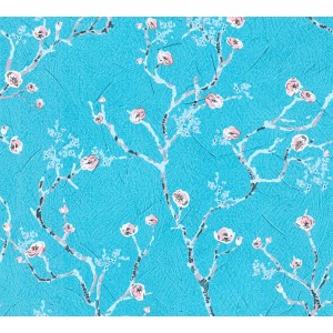 A.S. Création Vliestapete Kirschblüten in Blau und Rosa mit floralem Muster für dekorative Wandgestaltung.