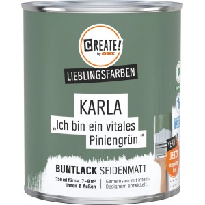 CREATE! by OBI Buntlack Lieblingsfarbe Karla Piniengrün Seidenmatt 0,75 l