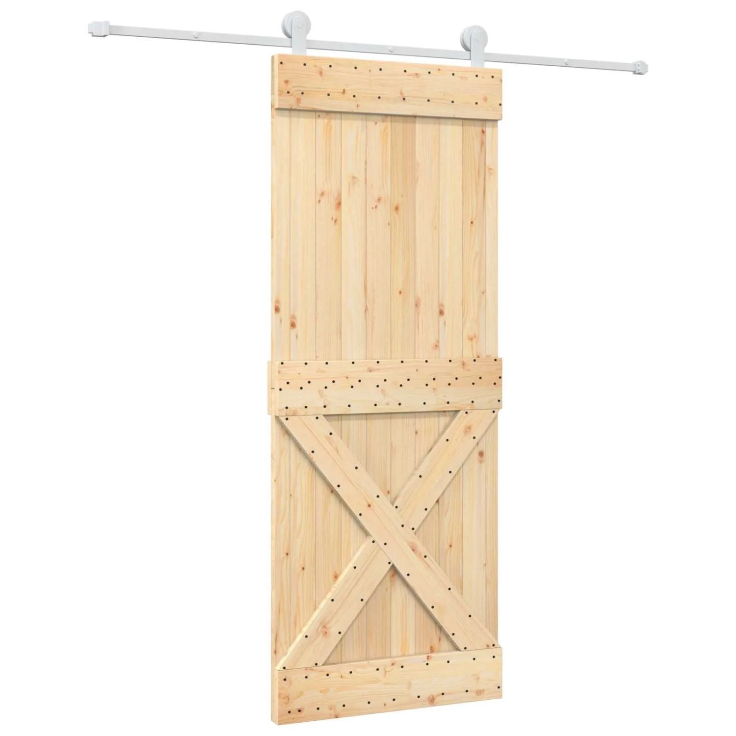 vidaXL Schiebetür Natur und Weiß 80 x 210 cm Massivkiefer 3445039
