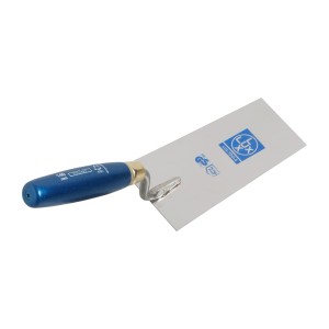 LUX Stuckateurkelle/Putzkelle Classic, 140 mm, rostfrei mit blauem Holzgriff.