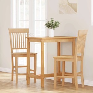 vidaXL Barhocker 2 Stk Natur Massivholz Gummibaum 4102571