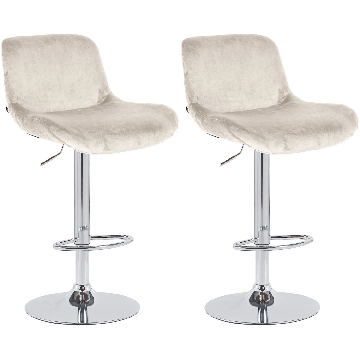 DELUKE 2er Set Barhocker PONOR Samt Creme 50x50x85cm Silber Barstuhl Höhenverstellbar Mit Lehne Drehbar Tresenhocker Tresenstuhl